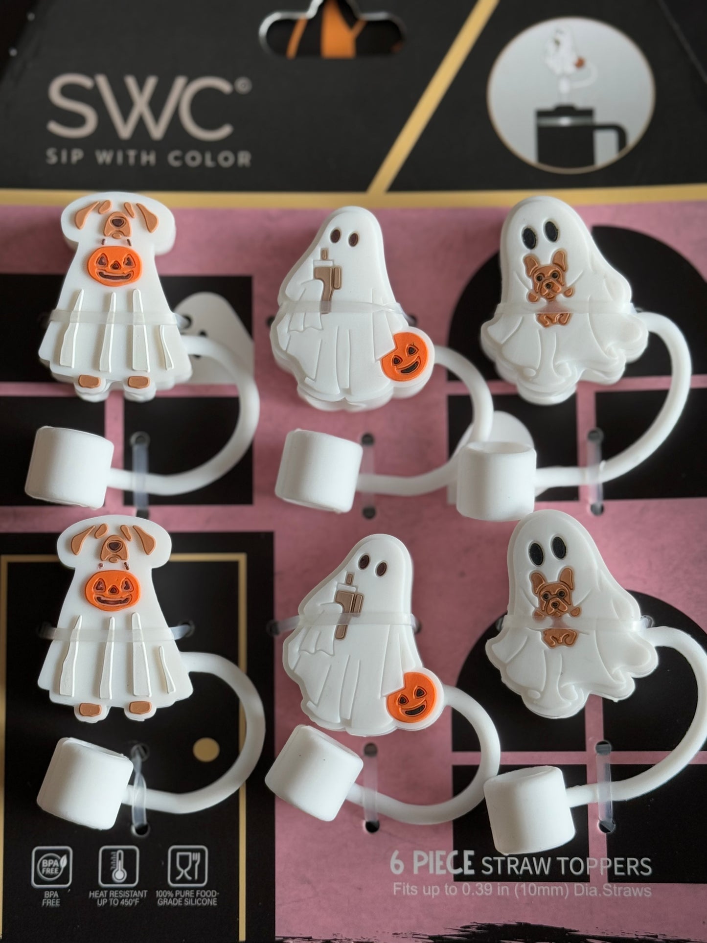 Ghost Pups Straw Toppers