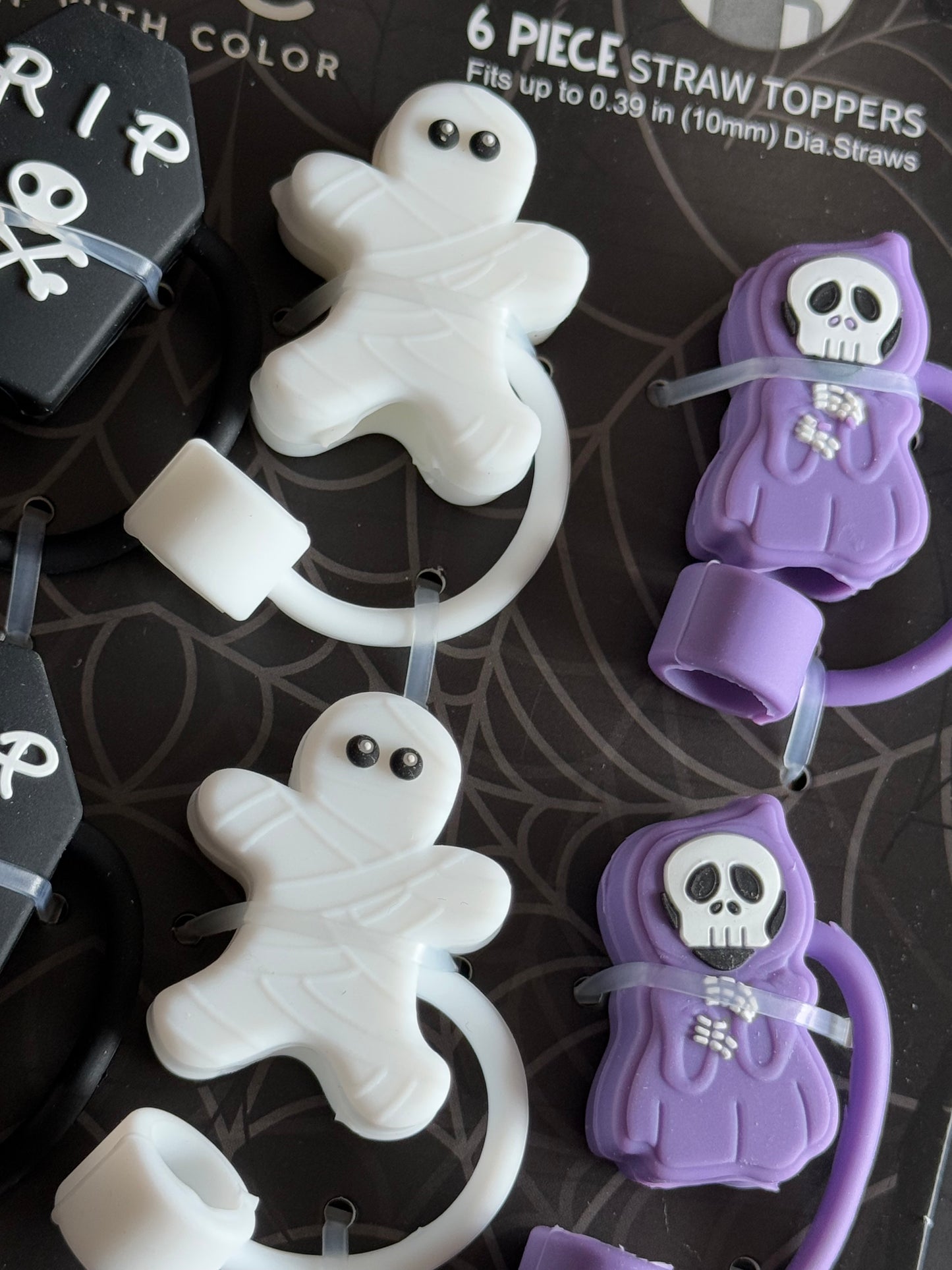 Afterlife Straw Toppers- Gravestone, Mummy, Grim Reaper