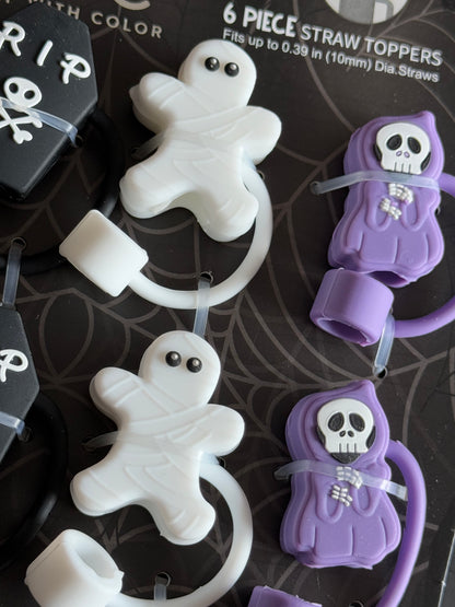 Afterlife Straw Toppers- Gravestone, Mummy, Grim Reaper