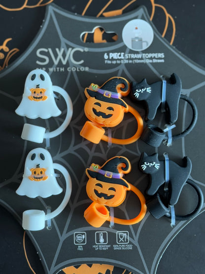 Halloween Straw Toppers- Ghost, Pumpkin, Cat