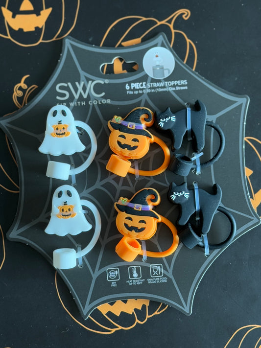 Halloween Straw Toppers- Ghost, Pumpkin, Cat